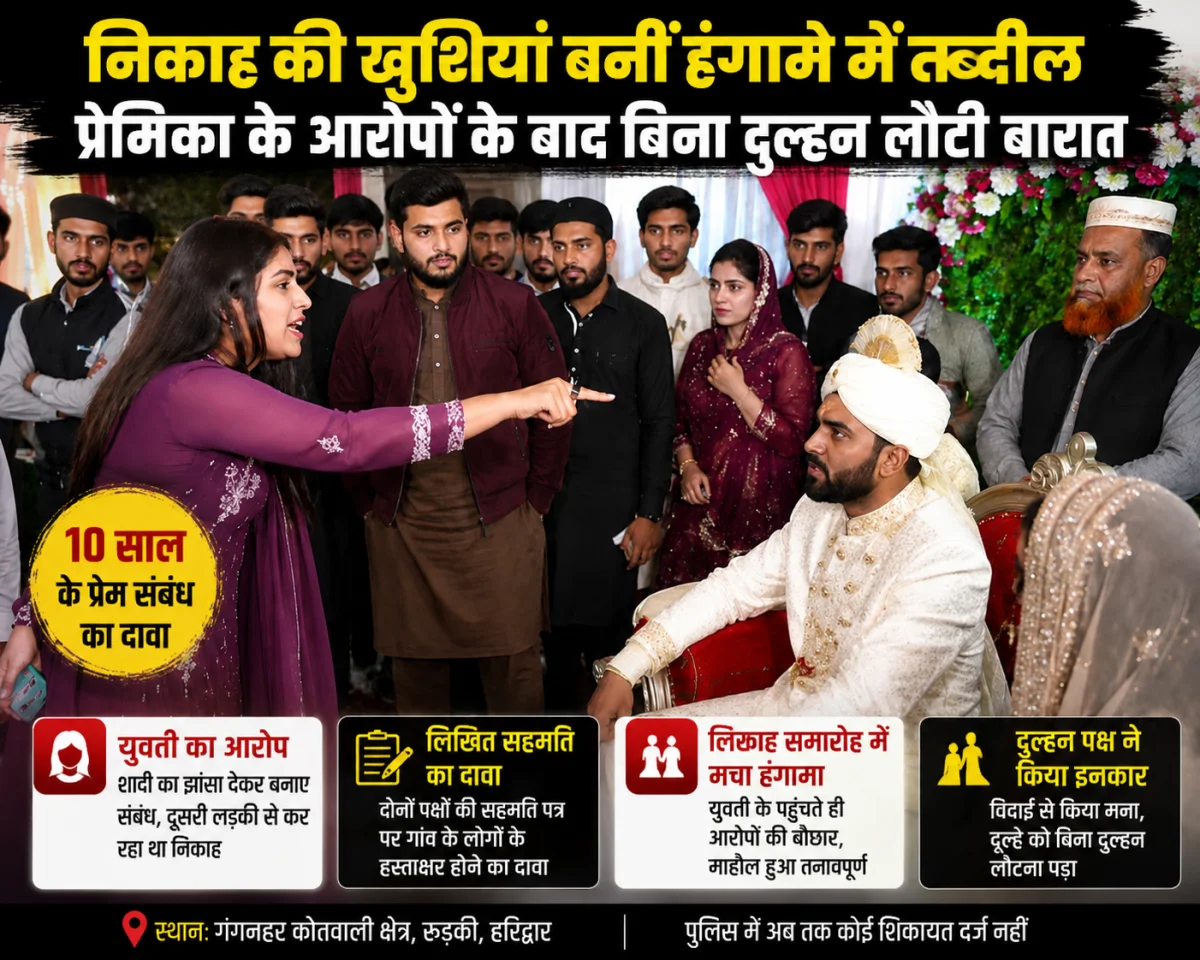 10 साल के रिश्ते का दावा लेकर निकाह समारोह में पहुंची युवती, आरोपों के बाद थम गई विदाई