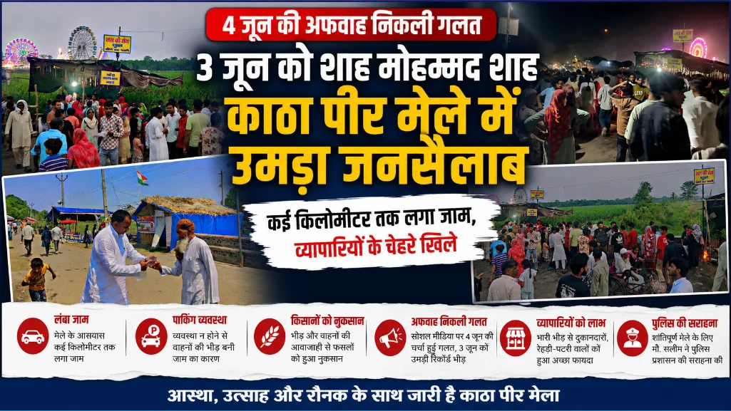4 जून की अफवाह निकली गलत, 3 जून को शाह मोहम्मद शाह काठा पीर मेले में उमड़ा जनसैलाब